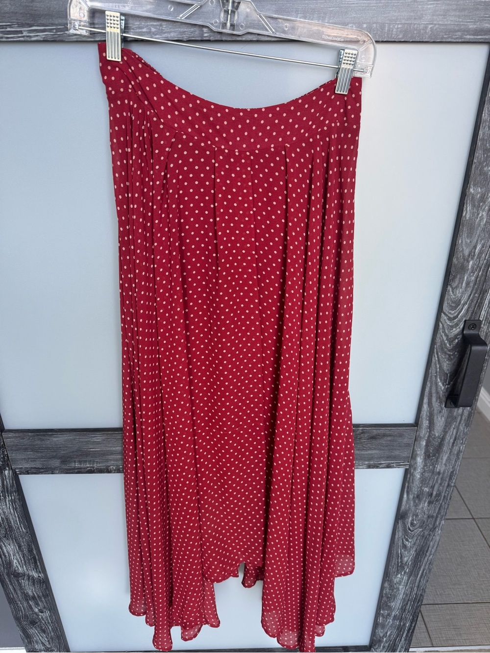 Free People Red Polka Dot Flowy Asymmetrical Skirt – Size Small